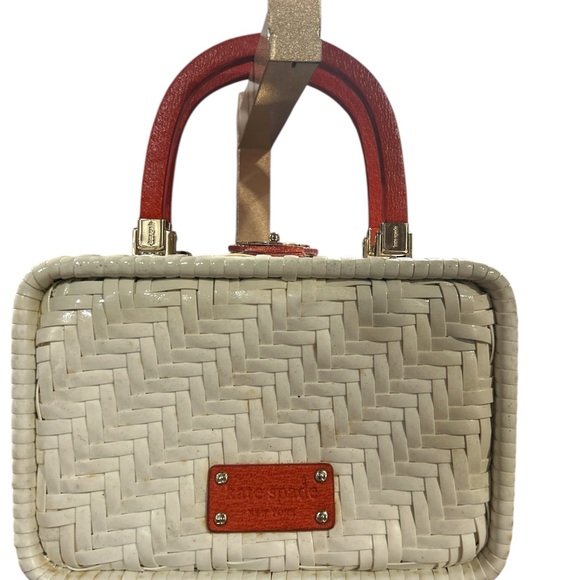 Kate Spade Cream and Brown Satchel with Woven Texture - Picture 5 of 13